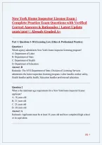 New York Home Inspector License Exam &vert; Complete Practice Exam Questions with Verified Correct Answers & Rationales &vert; Latest Update 2026&sol;2027 &vert; Already Graded A&plus;