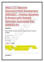 WGU C777 Objective Assessment Web Development 2026&sol;2027 &ndash; Practice Questions & Answers with Detailed Rationales Guaranteed Pass &lpar;GRADED A&plus;&rpar;