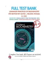 Test Bank For Lehninger Principles of Biochemistry 5th Edition by David L&period; Nelson &lpar;Author&rpar;&comma; Michael M&period; Cox &lpar;Author&rpar; &lpar;All Chapters Covered&rpar; &lpar;Graded A&plus;&rpar;&NewLine;