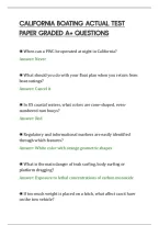 CALIFORNIA BOATING ACTUAL TEST&NewLine;PAPER GRADED A&plus; QUESTIONS&NewLine;