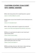 CALIFORNIA BOATING EXAM SCRIPT&NewLine;WITH VERIFIED ANSWERS&NewLine;