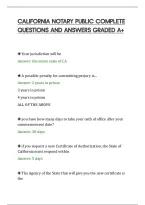 CALIFORNIA NOTARY PUBLIC COMPLETE&NewLine;QUESTIONS AND ANSWERS GRADED A&plus;
