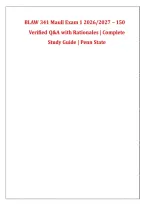 BLAW 341 Maull Exam 1 2026&sol;2027 &ndash; 150 &NewLine;Verified Q&A with Rationales &vert; Complete &NewLine;Study Guide &vert; Penn State 