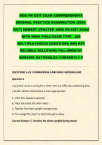 HESI PN EXIT EXAM COMPREHENSIVE&NewLine;ORIGINAL PRACTICE EXAMINATION &lpar;2026-&NewLine;2027&rpar; NEWEST UPDATED HESI PN EXIT EXAM&NewLine;WITH HIGH YIELD EXAM TYPE - 200&NewLine;MULTIPLE-CHOICE QUESTIONS AND KEY&NewLine;RELIABLE SOLUTIONS FOLLOWED BY&NewLine;NURSING RATIONALES&vert; CURRENTLY &num;