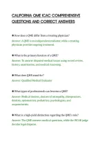 CALIFORNIA QME ICAC COMPREHENSIVE&NewLine;QUESTIONS AND CORRECT ANSWERS