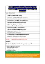 CSLB B License General Contractor Exam &NewLine;2026&sol;2027 - Questions and Answers With &NewLine;Rationales 
