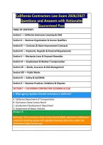 California Contractors Law Exam 2026&sol;2027 - &NewLine;Questions and Answers with Rationales &NewLine;Guaranteed Pass
