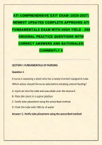 ATI COMPREHENSIVE EXIT EXAM &lpar;2026-2027&rpar;&NewLine;NEWEST UPDATED COMPLETE APPROVED ATI&NewLine;FUNDAMENTALS EXAM WITH HIGH YIELD - 200&NewLine;ORIGINAL PRACTICE QUESTIONS WITH&NewLine;CORRECT ANSWERS AND RATIONALES&vert;&NewLine;CURRENTLY &num;