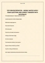 TCFP DRIVER OPERATOR &ndash; MOBILE WATER SUPPLY EXAM QUESTIONS AND CORRECT ANSWERS WITH RATIONALES&period;pdf&NewLine;&NewLine;
