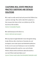 CALIFORNIA REAL ESTATE PRINCIPLES&NewLine;PRACTICE QUESTIONS AND DETAILED&NewLine;SOLUTIONS