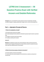 LETRS Unit 3 Assessment &mdash; 50 Question Practice Exam with Verified Answers and Detailed Rationales&comma; practice exam with answers