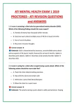 ATI MENTAL HEALTH EXAM 1 2019 &NewLine;PROCTORED - ATI REVISION QUESTIONS &NewLine;and ANSWERS