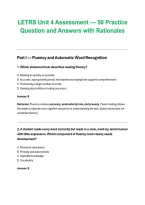 LETRS Unit 4 Assessment &mdash; 50 Practice Questions and Answers with Rationales&comma; practice assessment with answers
