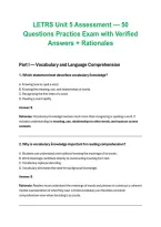 LETRS Unit 5 Assessment &mdash; 50 Questions Practice Exam with Verified Answers &plus; Rationales&comma; practice exam with answers