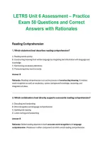 LETRS Unit 6 Assessment &ndash; Practice Exam 50 Questions and Correct Answers with Rationales&comma; practice exam with answers