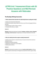 LETRS Unit 7 Assessment Exam with 50 Practice Questions and Well-Revised Answers with Rationales&comma; practice exam with answers