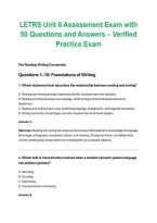 LETRS Unit 8 Assessment Exam with 50 Questions and Answers &ndash; Verified Practice Exam&comma; practice exam with answers