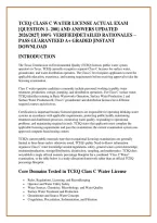 TCEQ CLASS C WATER LICENSE ACTUAL EXAM &NewLine;&lbrack;QUESTION 1- 200&rsqb; AND ANSWERS UPDATED &NewLine;2026&sol;2027&vert; 100&percnt; VERIFIED&vert;DETAILED RATIONALES &NewLine;PASS GUARANTEED A&plus; GRADED &vert;INSTANT &NewLine;DOWNLOAD 