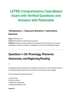 LETRS Comprehensive Case-Based Exam with Verified Questions and Answers with Rationales&comma; comprehensive case-based exam with answers