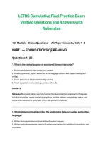 Package deal for LETRS Practice Exam &ndash; Verified Questions and Answers with Rationales
