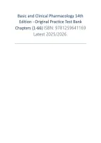 Basic and Clinical Pharmacology 14th Edition - Original Practice Test Bank Chapters &lbrace;1-66&rpar; ISBN&colon; 9781259641169 Latest 2025&sol;2026 Complete Guide&period;