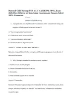 Maternal-Child Nursing &lpar;NUR 2513&rpar; MATERNAL FINAL Exam 2026&semi;Three Different Versions Actual Questions and Answers Solved 100&percnt;- Rasmussen