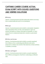 CAPTAINS CAREER COURSE ACTUAL&NewLine;EXAM SCRIPT WITH SOLVED QUESTIONS&NewLine;AND VERIFIED SOLUTIONS&NewLine;