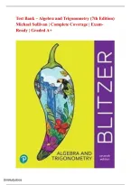 Test Bank &ndash; Algebra and Trigonometry &lpar;7th Edition&rpar;&NewLine;Michael Sullivan &vert; Complete Coverage &vert; ExamReady &vert; Graded A&plus;