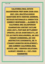 California Real Estate Salesperson Exam Prep Bank 2026-2027&colon; 280 Multiple-Choice Questions with Verified Answers & Detailed Rationales &vert; Green-Tick Correct Responses &vert; Aligned to California DRE Salesperson Examination Content Outline &vert; Post-NAR Settlement
