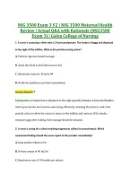 NSG 3500 Exam 3 V2 &vert; NSG 3500 Maternal Health &NewLine;Review &vert; Actual Q&A with Rationale &lpar;NSG3500 &NewLine;Exam 3&rpar; &vert; Galen College of Nursing 