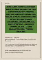 ANCC FNP Exam 2027 Prep Guide&colon; 260 Original Practice Questions with Detailed Answer Rationales &vert; Domains 1&ndash;5&colon; Assessment&comma; Diagnosis&comma; Planning&comma; Implementation & Evaluation &vert; FNP-BC Certification Review
