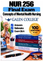 NUR 256 Concepts of Mental Health Nursing Exams 1&ndash;3 &plus; Final Complete Bundle &lpar;2026&sol;2027&rpar; Q&A &vert; Galen A&plus; Guarantee