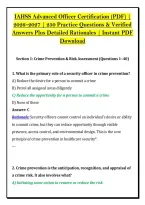IAHSS Advanced Officer Certification &lpar;PDF&rpar; &vert; &NewLine;2026&ndash;2027 &vert; 250 Practice Questions & Verified &NewLine;Answers Plus Detailed Rationales &vert; Instant PDF &NewLine;Download 