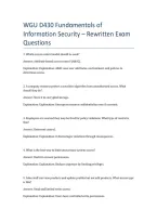 WGU D430 Fundamentals of Information Security &vert; Rewritten Exam Practice Questions