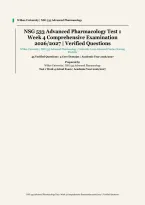 NSG 533 Advanced Pharmacology&NewLine;&vert; Wilkes University&NewLine;&vert; Academic Year 2026&sol;2027&NewLine;&vert; Test 1 Week 4 Comprehensive Examination&NewLine;&vert; 45 Verified Questions and Correct Answer Rationales