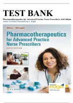 Test Bank for Pharmacotherapeutics for Advanced Practice Nurse Prescribers&comma; 6th Edition by Teri Moser Woo & Wendy L&period; Wright