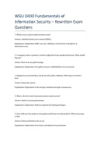 WGU D430 Fundamentals of Information Security &ndash; Rewritten Exam Practice Questions