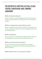 PSI ESTHETICS WRITTEN ACTUAL EXAM&NewLine;TESTED QUESTIONS AND VERIFIED&NewLine;ANSWERS
