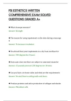 PSI ESTHETICS WRITTEN&NewLine;COMPREHENSIVE EXAM SOLVED&NewLine;QUESTIONS GRADED A&plus;