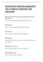 PSI ESTHETICS WRITTEN EXAMINATION&NewLine;TEST COMPLETE QUESTIONS AND&NewLine;SOLUTIONS