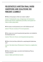 PSI ESTHETICS WRITTEN FINAL PAPER&NewLine;QUESTIONS AND SOLUTIONS 100&NewLine;PERCENT CORRECT