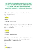 TCOLE &lpar;TEXAS COMMISSION ON LAW ENFORCEMENT&rpar;&NewLine;LICENSING EXAM&comma; PRACTICE EXAM AND STUDY GUIDE &NewLine;2025-2026 ACTUAL EXAM 500 QUESTIONS AND &NewLine;CORRECT DETAILED ANSWERS&vert;ALREADY GRADED A&plus;