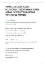 CARING FOR OLDER ADULTS&NewLine;HOLISTICALLY 7TH EDITION DAHLKEMPER&NewLine;ACTUAL PAPER SOLVED QUESTIONS&NewLine;WITH VERIFIED ANSWERS&NewLine;