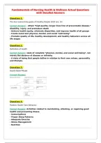 Fundamentals of Nursing Health & Wellness Actual Questions&NewLine;with Detailed Answers