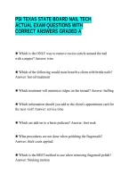 PSI TEXAS STATE BOARD NAIL TECH&NewLine;ACTUAL EXAM QUESTIONS WITH&NewLine;CORRECT ANSWERS GRADED A&NewLine;