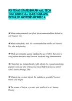 PSI TEXAS STATE BOARD NAIL TECH&NewLine;TEST BANK FULL QUESTIONS AND&NewLine;DETAILED ANSWERS GRADED A