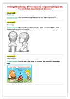 History of Psychology & Contemporary Perspectives Frequently&NewLine;Tested Actual Questions and Answers