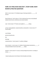 NURS 1131 FINAL EXAM 2026&sol;2027 &vert; STUDY GUIDE&comma; EXAM REVIEW & PRACTICE QUESTIONS
