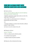 CCBC BIO 110 EXAM SCRIPT WITH&NewLine;VERIFIED QUESTIONS AND ANSWERS