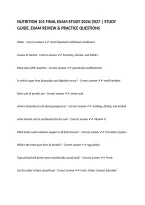 NUTRITION 101 FINAL EXAM STUDY 2026&sol;2027 &vert; STUDY GUIDE&comma; EXAM REVIEW & PRACTICE QUESTIONS